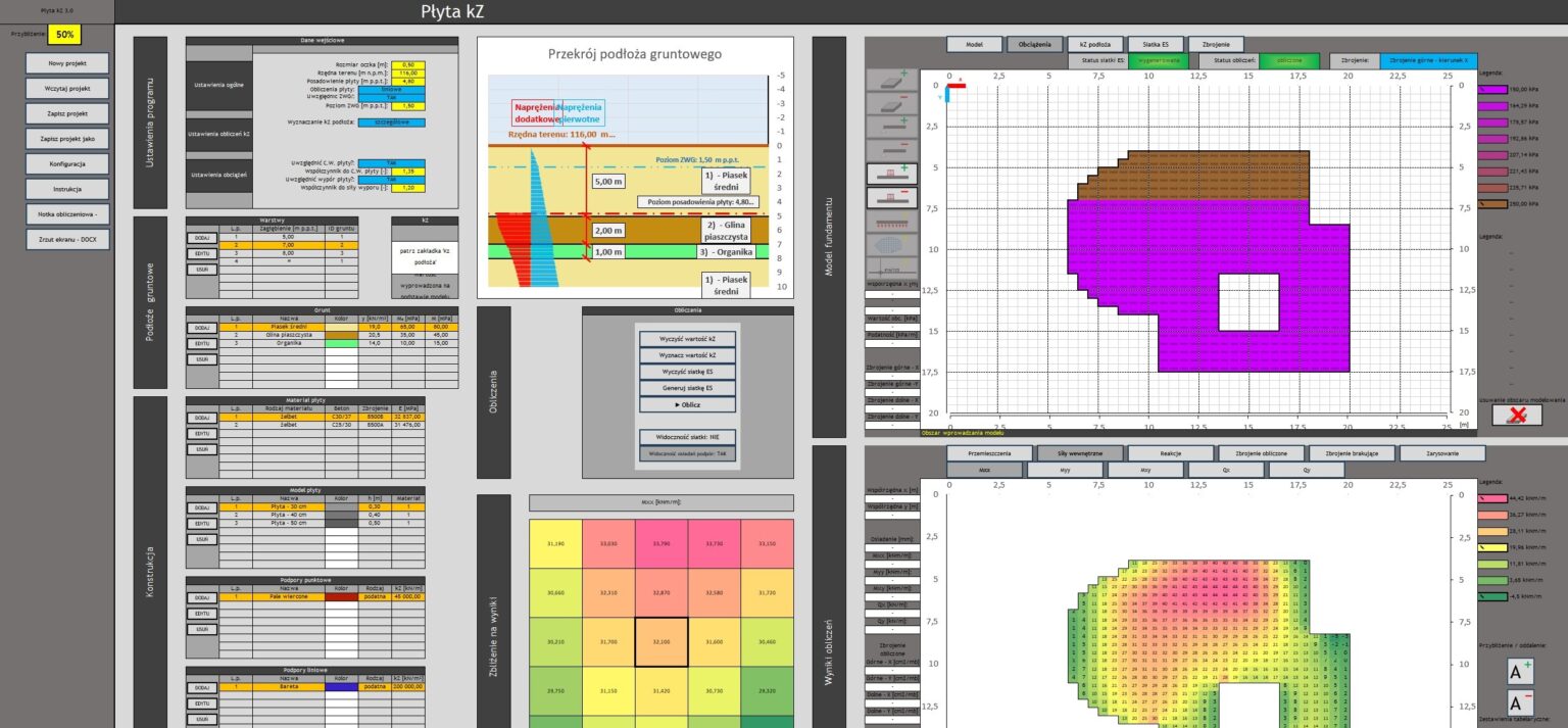 Projektowanie płyty na podłożu sprężystym