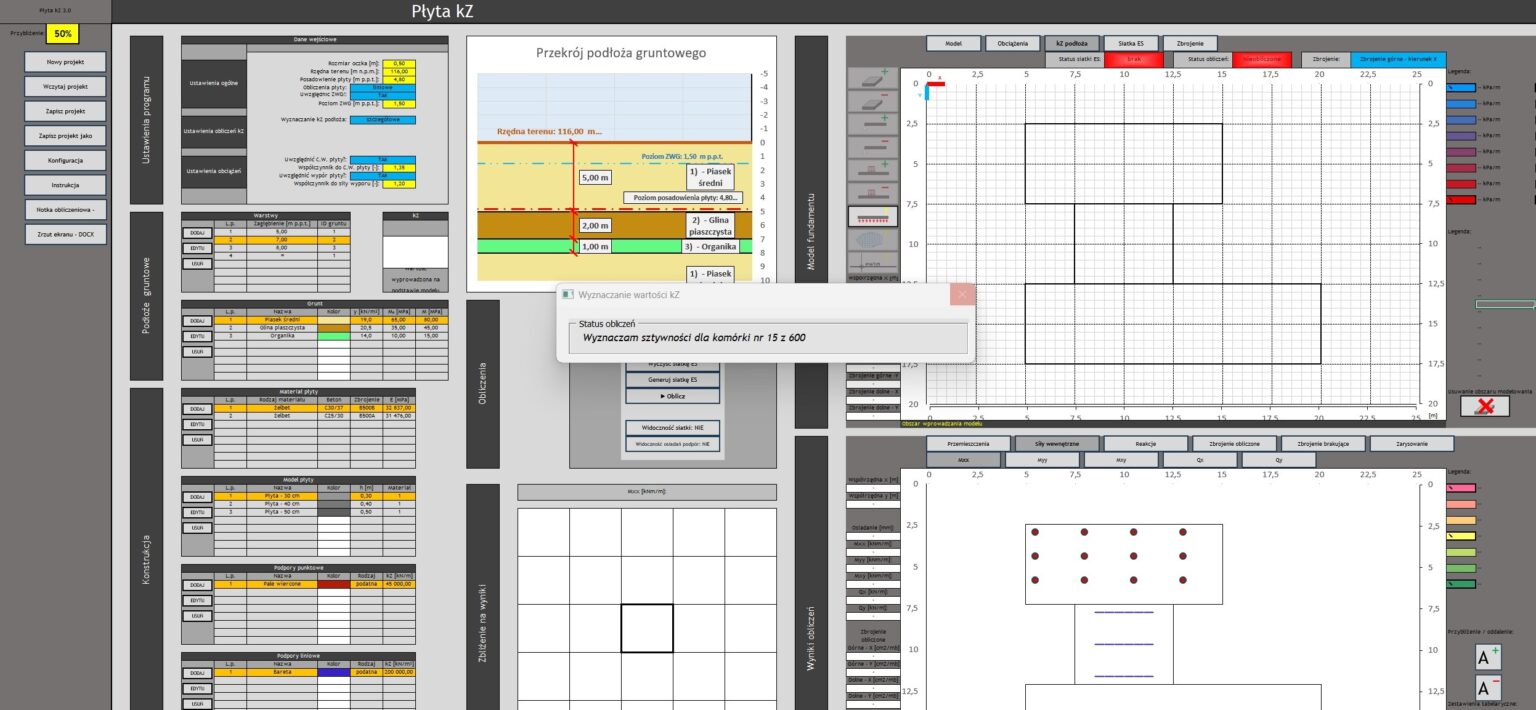 Projektowanie płyty na podłożu sprężystym