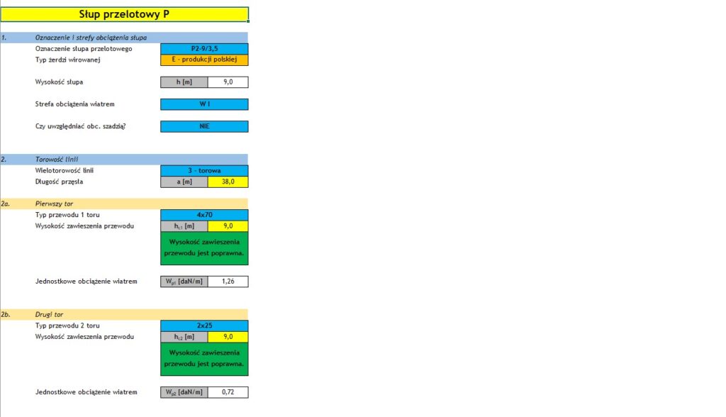 Kalkulator słupy niskiego napięcia