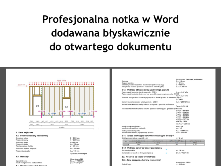 Eksport notki ściany szkieletowej do word